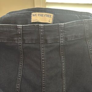 Free People Black Denim Skirt